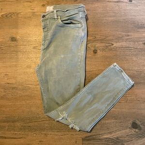 Free People Army Green Distressed Jeans